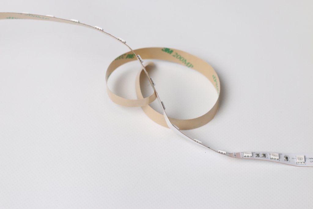 RGB LED tape is supplied with 3M self-adhesive backing as standard, for quick easy installation