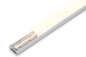 Tube-surface aluminium LED profile - diffused cover open