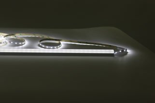 Dimmable white LED strip in an aluminium extrusion