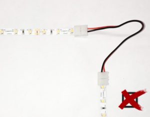 LED clip-on connectors should not be widely spaced, as this may lead to 'dark' areas