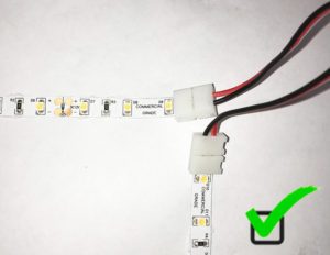 LED clip-on connectors should be positioned close together for an even lighting effect