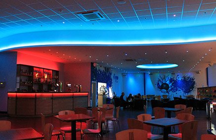 Bowling alley lit by a range of LED products