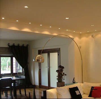 Lutron control-system manages these living-room downlights