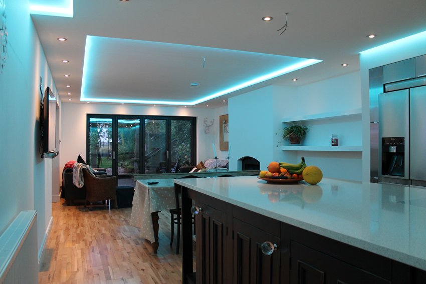 top of kitchen cabinet with indirect lighting