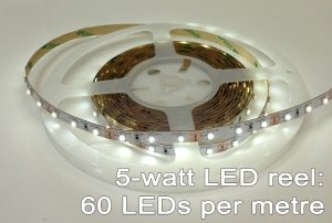 5-watt pure white LED lighting (60 LEDs per metre)