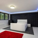 master bedrooom with RGBW LED coving - pastel blue