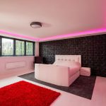 master bedrooom with RGBW LED coving - pink