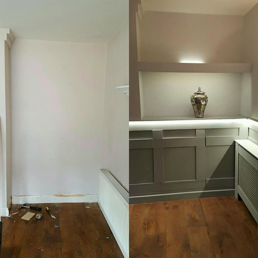 Before and after image of cinema room