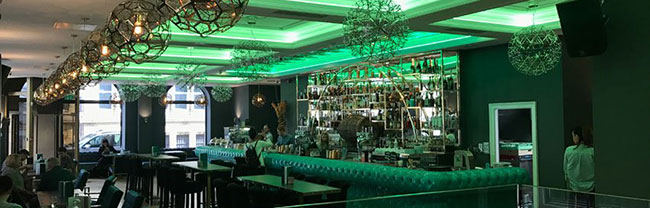 Bar area effect lighting in green